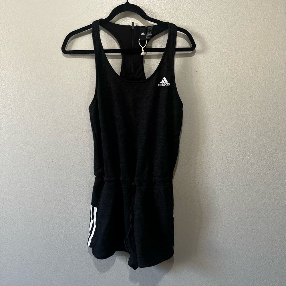 ADIDAS- Charcoal Romper with White Stripes Size S
